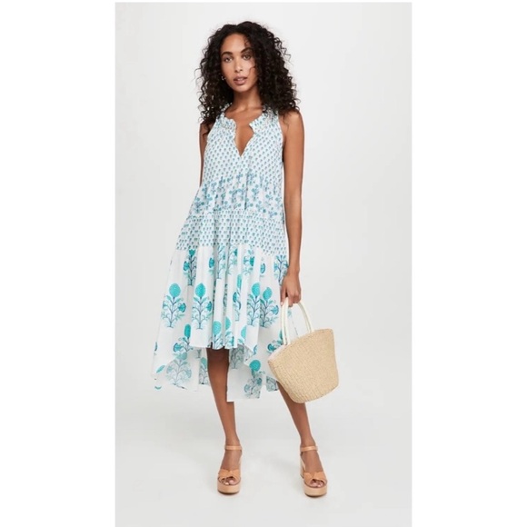 Ro's Garden Sasha Dress Turquoise Pomme Floral - Picture 1 of 7